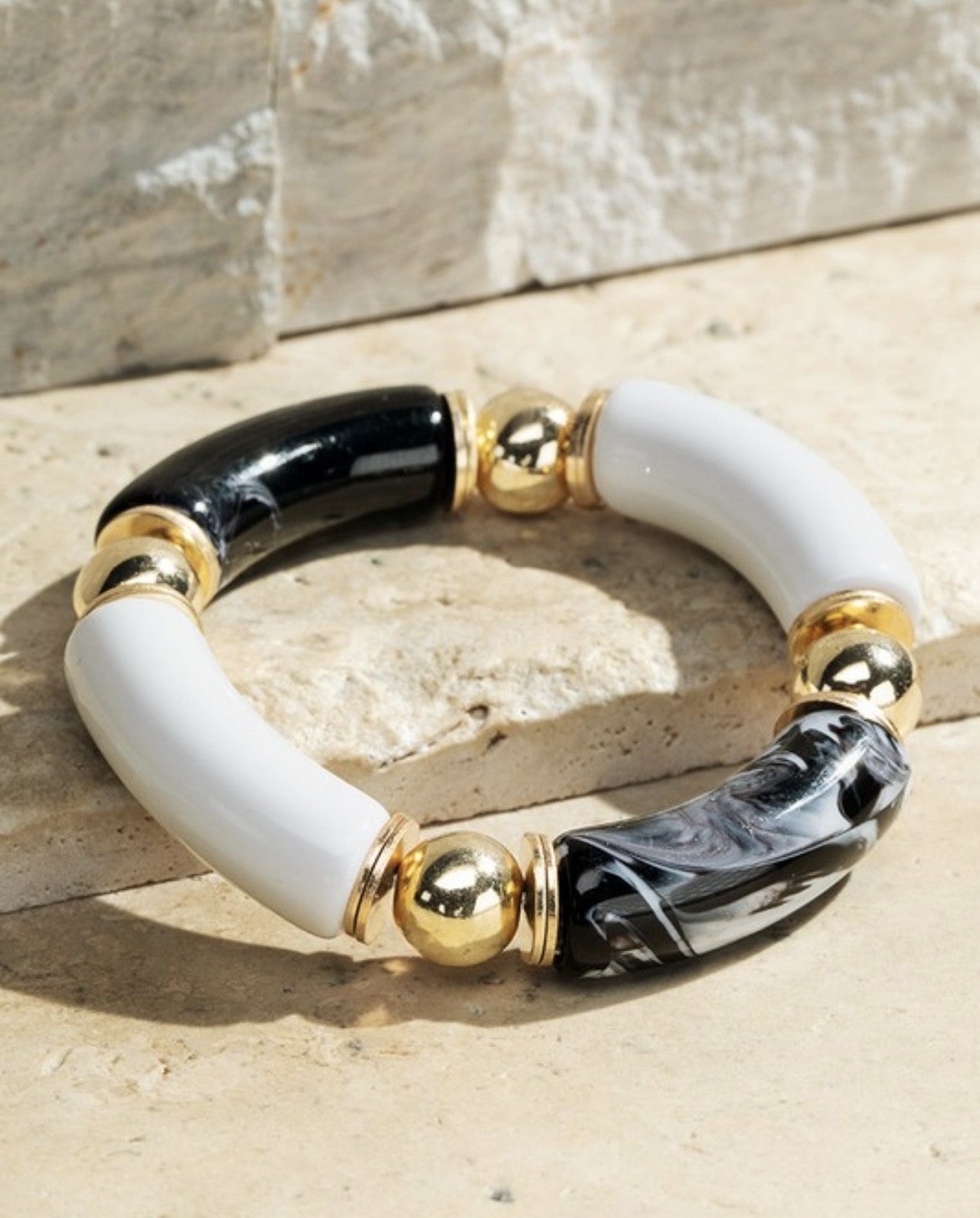 Dazzling Acrylic Metal Bead Bracelet