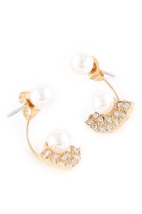 Rhinestone & Pearl Post Drop Earring
