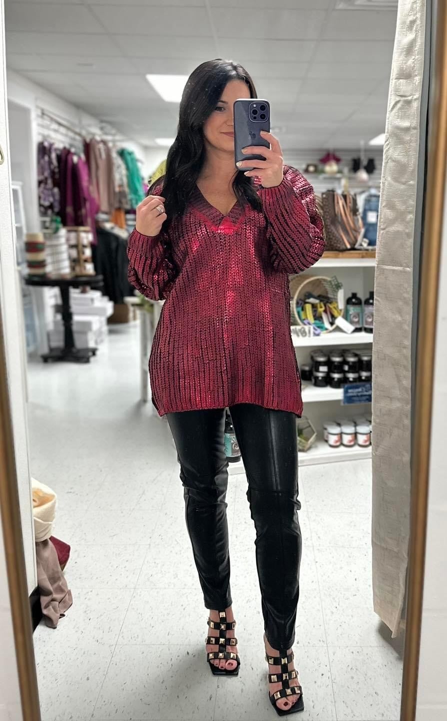 Made You Look Metallic Sweater *Final Sale*