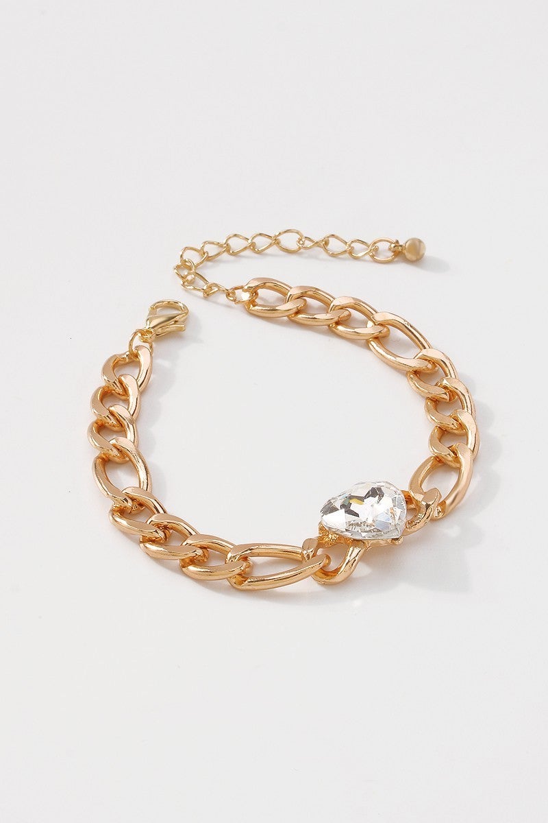 Crystal Heart Chain Bracelet